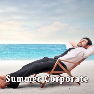Businessman on a sunbed, summer corporate